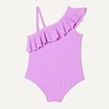 Amazon Essentials Girls and Toddlers’ Asymmetric Frill One-Shoulder One-Piece Swimsuit(Bright Lavender)