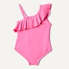 Amazon Essentials Girls and Toddlers’ Asymmetric Frill One-Shoulder One-Piece Swimsuit(Hot Pink)