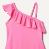 Amazon Essentials Girls and Toddlers’ Asymmetric Frill One-Shoulder One-Piece Swimsuit(Hot Pink)