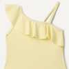 Amazon Essentials Girls and Toddlers’ Asymmetric Frill One-Shoulder One-Piece Swimsuit(Light Yellow)