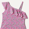 Amazon Essentials Girls and Toddlers’ Asymmetric Frill One-Shoulder One-Piece Swimsuit(Lilac Hot Pink Posey Floral)