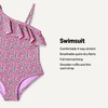 Amazon Essentials Girls and Toddlers’ Asymmetric Frill One-Shoulder One-Piece Swimsuit(Lilac Hot Pink Posey Floral)