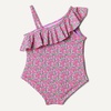 Amazon Essentials Girls and Toddlers’ Asymmetric Frill One-Shoulder One-Piece Swimsuit(Lilac Hot Pink Posey Floral)