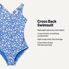 Amazon Essentials Girls and Toddlers’ Cross-Back One-Piece Swimsuit(Blue Ditsy Floral)