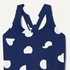 Amazon Essentials Girls and Toddlers’ Cross-Back One-Piece Swimsuit(Deep Blue Ivory Abstract Dots)