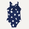Amazon Essentials Girls and Toddlers’ Cross-Back One-Piece Swimsuit(Deep Blue Ivory Abstract Dots)
