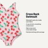 Amazon Essentials Girls and Toddlers’ Cross-Back One-Piece Swimsuit(Pink Tomato Red Strawberries)