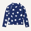 Amazon Essentials Girls and Toddlers’ Long Sleeve Swim Rashguard T-Shirt(Deep Blue Ivory Abstract Dots)