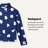 Amazon Essentials Girls and Toddlers’ Long Sleeve Swim Rashguard T-Shirt(Deep Blue Ivory Abstract Dots)