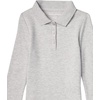 Amazon Essentials Girls and Toddlers’ Long-Sleeve School Uniform Interlock Polo Shirts(Grey Heather)