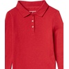 Amazon Essentials Girls and Toddlers’ Long-Sleeve School Uniform Interlock Polo Shirts(Red)