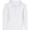 Amazon Essentials Girls and Toddlers’ Long-Sleeve School Uniform Interlock Polo Shirts(White)