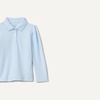 Amazon Essentials Girls and Toddlers’ Uniform Pique Long Sleeve Polo Shirt(Light Blue)