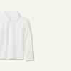 Amazon Essentials Girls and Toddlers’ Uniform Pique Long Sleeve Polo Shirt(White)