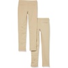 Amazon Essentials Girls and Toddlers’ Uniform Slim Fit Ponte-Knit Pant with Elastic Waist, Pull On, Pack of 2(Khaki Brown)