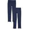 Amazon Essentials Girls and Toddlers’ Uniform Slim Fit Ponte-Knit Pant with Elastic Waist, Pull On, Pack of 2(Navy)