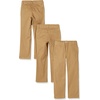 Amazon Essentials Toddler Boys’ School Uniform Straight-Fit Flat-Front Chino Pants with Adjustable Elastic Waist, Multipack(Dark Khaki Brown)