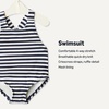 Amazon Essentials x Sofia Grainge Toddlers and Baby Girls’ One-Piece Swimsuit with Crisscross Straps, Ruffle Detail(Ivory Navy Even Stripe)