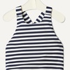 Amazon Essentials x Sofia Grainge Toddlers and Baby Girls’ One-Piece Swimsuit with Crisscross Straps, Ruffle Detail(Ivory Navy Even Stripe)