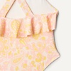 Amazon Essentials x Sofia Grainge Toddlers and Baby Girls’ One-Piece Swimsuit with Crisscross Straps, Ruffle Detail(Shell Pink Ornate Paisley)