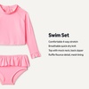 Amazon Essentials x Sofia Grainge Toddlers and Baby Girls’ Two-Piece Long Sleeve Rashguard Set, Multipacks(Candy Pink)