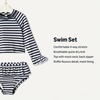 Amazon Essentials x Sofia Grainge Toddlers and Baby Girls’ Two-Piece Long Sleeve Rashguard Set, Multipacks(Ivory Navy Even Stripe)