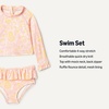 Amazon Essentials x Sofia Grainge Toddlers and Baby Girls’ Two-Piece Long Sleeve Rashguard Set, Multipacks(Pink Ornate Paisley)