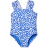 Amazon Essentials Baby Girls’ Ruffle One-Piece Swimsuit(Blue Ditsy Floral)