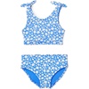 Amazon Essentials Girls’ 2pc Bow Bikini Swim Set, Quick-Dry Stretch Fabric(Blue Ditsy Floral)