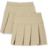 Amazon Essentials Girls’ Uniform Pleated Skort with Built-in Shorts, Elastic Waist, Pack of 2(Khaki Tan)