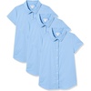 Amazon Essentials Girls’ Uniform Short Sleeve Stretch Poplin Button-Down Shirts, Pack of 3(Blue)