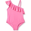 Amazon Essentials Girls and Toddlers’ Asymmetric Frill One-Shoulder One-Piece Swimsuit(Hot Pink)