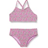 Amazon Essentials Girls and Toddlers’ Cross Back Bikini Set(Lilac Hot Pink Posey Floral)