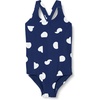 Amazon Essentials Girls and Toddlers’ Cross-Back One-Piece Swimsuit(Deep Blue Ivory Abstract Dots)