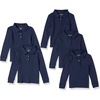 Amazon Essentials Girls and Toddlers’ Long-Sleeve School Uniform Interlock Polo Shirts(5-pack Navy)
