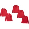 Amazon Essentials Girls and Toddlers’ Long-Sleeve School Uniform Interlock Polo Shirts(5-pack Red)