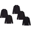 Amazon Essentials Girls and Toddlers’ Long-Sleeve School Uniform Interlock Polo Shirts(Black)