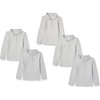 Amazon Essentials Girls and Toddlers’ Long-Sleeve School Uniform Interlock Polo Shirts(Grey Heather)