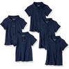 Amazon Essentials Girls and Toddlers’ Short Sleeve Uniform Polo Shirt, Multipacks(5-pack Navy)