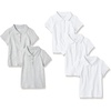 Amazon Essentials Girls and Toddlers’ Short Sleeve Uniform Polo Shirt, Multipacks(5-pack White/Heather Grey)