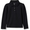 Amazon Essentials Girls and Toddlers’ Uniform Pique Long Sleeve Polo Shirt(Black)