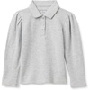 Amazon Essentials Girls and Toddlers’ Uniform Pique Long Sleeve Polo Shirt(Light Grey Heather)