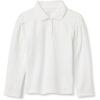 Amazon Essentials Girls and Toddlers’ Uniform Pique Long Sleeve Polo Shirt(White)