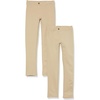 Amazon Essentials Girls and Toddlers’ Uniform Slim Fit Ponte-Knit Pant with Elastic Waist, Pull On, Pack of 2(Khaki Brown)