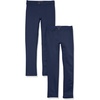 Amazon Essentials Girls and Toddlers’ Uniform Slim Fit Ponte-Knit Pant with Elastic Waist, Pull On, Pack of 2(Navy)