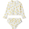 Amazon Essentials x Sofia Grainge Toddlers and Baby Girls’ Two-Piece Long Sleeve Rashguard Set, Multipacks(Ivory Lemon)