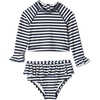 Amazon Essentials x Sofia Grainge Toddlers and Baby Girls’ Two-Piece Long Sleeve Rashguard Set, Multipacks(Ivory Navy Even Stripe)