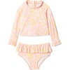 Amazon Essentials x Sofia Grainge Toddlers and Baby Girls’ Two-Piece Long Sleeve Rashguard Set, Multipacks(Pink Ornate Paisley)