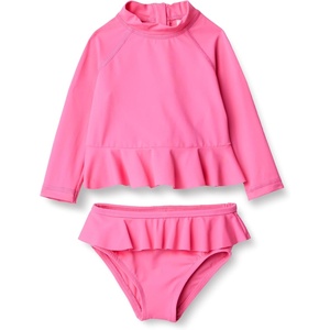 Amazon Essentials Baby Girls’ Long-Sleeve Ruffle Rashguard Set(Hot Pink)