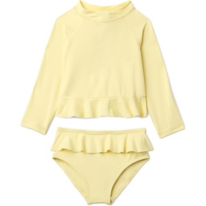 Amazon Essentials Baby Girls’ Long-Sleeve Ruffle Rashguard Set(Light Yellow)